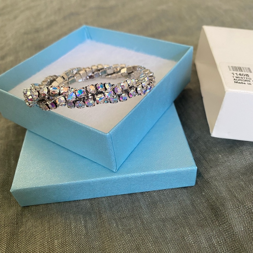 Touchstone Crystal twisted Aurora Borealis bracelet